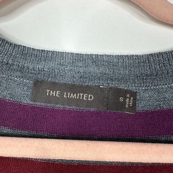 The Limited Rainbow Striped Wool Blend V-Neck Sweater Gray Small #A0528 TRB3 - Picture 5 of 8
